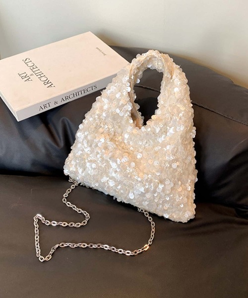 LA VORAGINE(ラ ヴォラジネ)の「2WAYチェーンショルダー ハンドバッグ/クラッチバッグ 結婚式 入学式 卒業式 成人式 パーティー セレモニー(クラッチバッグ・レディース・アイボリー/ブラック・FREE)」の4枚目の写真