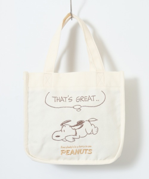 SNOOPY(スヌーピー)の「SNOOPY スヌーピー ミニトートバッグ 刺繍(トートバッグ・レディース・ホワイト系1/ホワイト系2/キナリ・FREE)」の4枚目の写真
