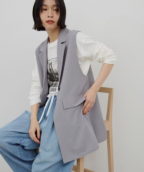 AMERICAN HOLIC（アメリカンホリック）の「【イージーケア】テーラードジレ（ベスト・レディース・杢グレー/ブラック・L/M）」の13枚目の写真