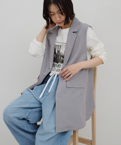 AMERICAN HOLIC（アメリカンホリック）の「【イージーケア】テーラードジレ（ベスト・レディース・杢グレー/ブラック・L/M）」の3枚目の写真