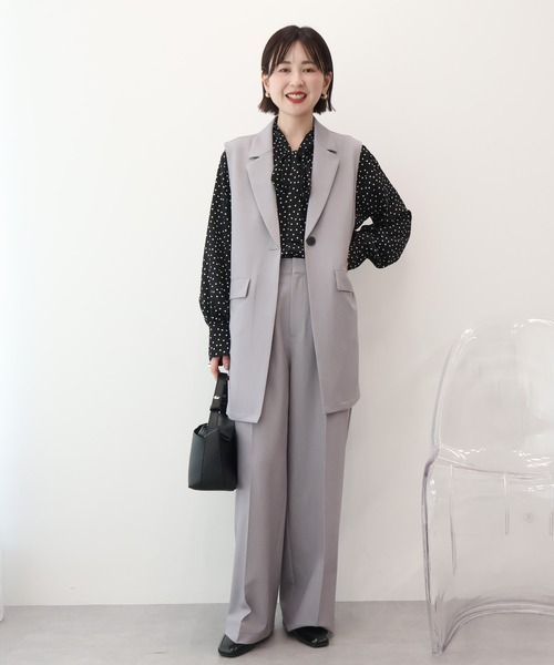 AMERICAN HOLIC（アメリカンホリック）の「【イージーケア】テーラードジレ（ベスト・レディース・杢グレー/ブラック・L/M）」の4枚目の写真