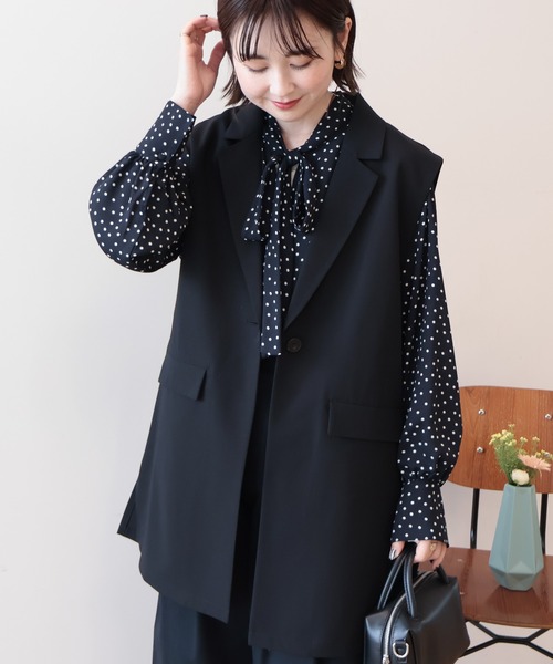 AMERICAN HOLIC（アメリカンホリック）の「【イージーケア】テーラードジレ（ベスト・レディース・杢グレー/ブラック・L/M）」の7枚目の写真