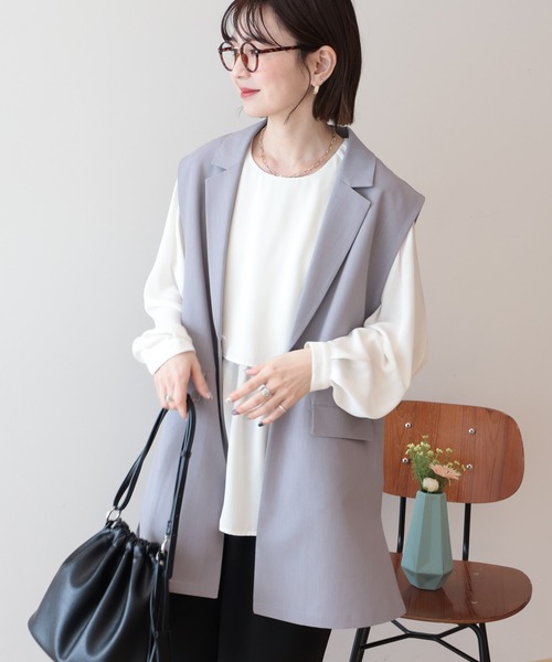 AMERICAN HOLIC（アメリカンホリック）の「【イージーケア】テーラードジレ（ベスト・レディース・杢グレー/ブラック・L/M）」の10枚目の写真