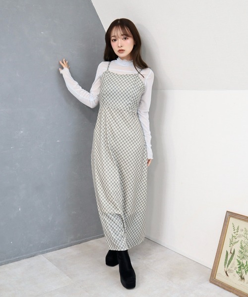 CECIL McBEE(セシルマクビー)の「バイアスチェック バックリボンキャミジャンスカ(ワンピース・レディース・ミント/モカ/ベージュ・MEDIUM)」の7枚目の写真