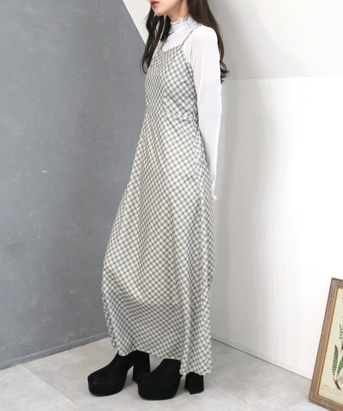 CECIL McBEE(セシルマクビー)の「バイアスチェック バックリボンキャミジャンスカ(ワンピース・レディース・ミント/モカ/ベージュ・MEDIUM)」の8枚目の写真