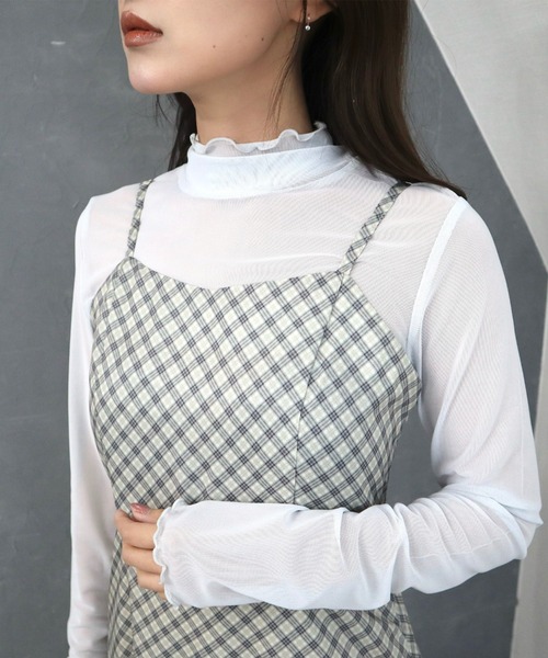 CECIL McBEE(セシルマクビー)の「バイアスチェック バックリボンキャミジャンスカ(ワンピース・レディース・ミント/モカ/ベージュ・MEDIUM)」の11枚目の写真