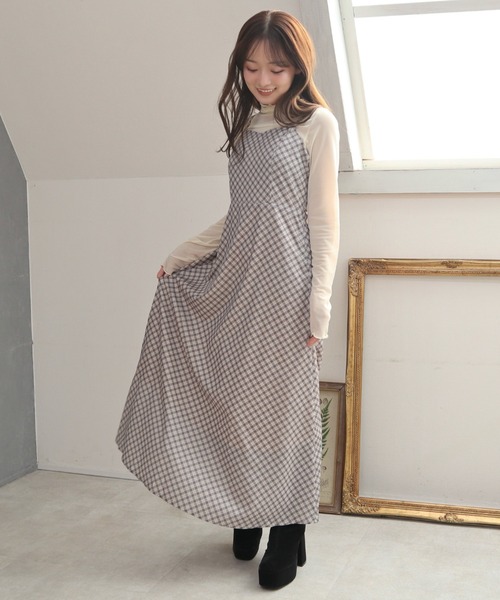 CECIL McBEE(セシルマクビー)の「バイアスチェック バックリボンキャミジャンスカ(ワンピース・レディース・ミント/モカ/ベージュ・MEDIUM)」の14枚目の写真