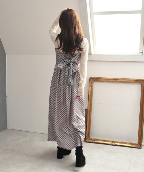 CECIL McBEE(セシルマクビー)の「バイアスチェック バックリボンキャミジャンスカ(ワンピース・レディース・ミント/モカ/ベージュ・MEDIUM)」の16枚目の写真