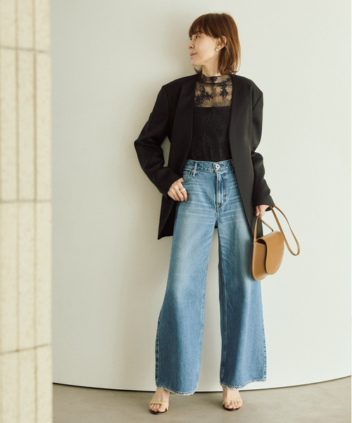 VERMEIL par iena(ヴェルメイユパーイエナ)の「ドライツイルノーカラージャケット(ノーカラージャケット・レディース・ブラック・40/38/36)」の6枚目の写真