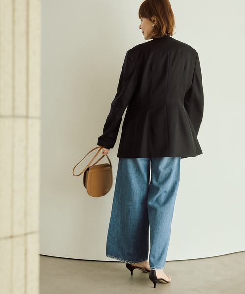 VERMEIL par iena(ヴェルメイユパーイエナ)の「ドライツイルノーカラージャケット(ノーカラージャケット・レディース・ブラック・40/38/36)」の8枚目の写真