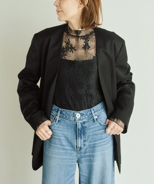 VERMEIL par iena(ヴェルメイユパーイエナ)の「ドライツイルノーカラージャケット(ノーカラージャケット・レディース・ブラック・40/38/36)」の10枚目の写真