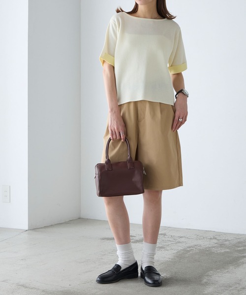 BONLECILL(ボンルシール)の「【マシンウォッシャブル/接触冷感】袖配色ニットT(Tシャツ/カットソー・レディース・アイボリー/ネイビー/ピンク/ブルー・FREE)」の15枚目の写真