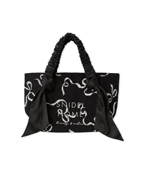 SNIDEL HOME(スナイデルホーム)の「オーガニックキャンバストート-SMALL-(RIBBON)(トートバッグ・レディース・ダークブラウン/ブラック/ピンクベージュ・F)」の2枚目の写真