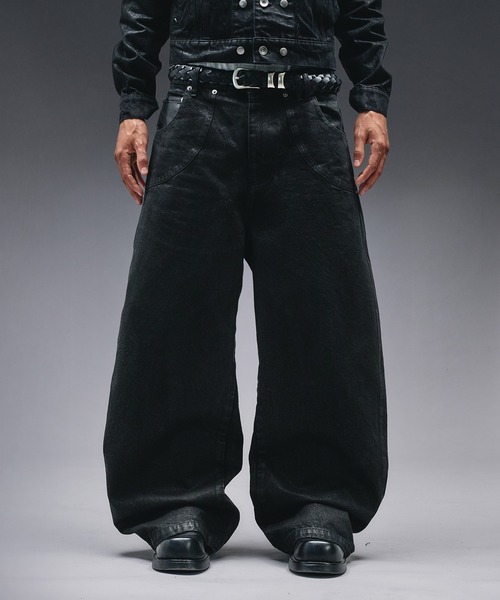 ANDER HUNK(アンダーハンク)の「14oz Wax Coated Curve Denim / 14オンスワックスコーティングカーブデニム(デニムパンツ・メンズ・インディゴブルー/ブラック・SMALL/MEDIUM/LARGE)」の1枚目の写真