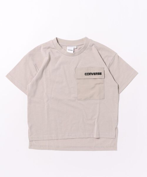 CONVERSE(コンバース)の「CONVERSE/コンバース フラップポケット付き半袖Tシャツ(Tシャツ/カットソー・キッズ・ブラック/グレイッシュベージュ・130cm/140cm/150cm/160cm)」の2枚目の写真