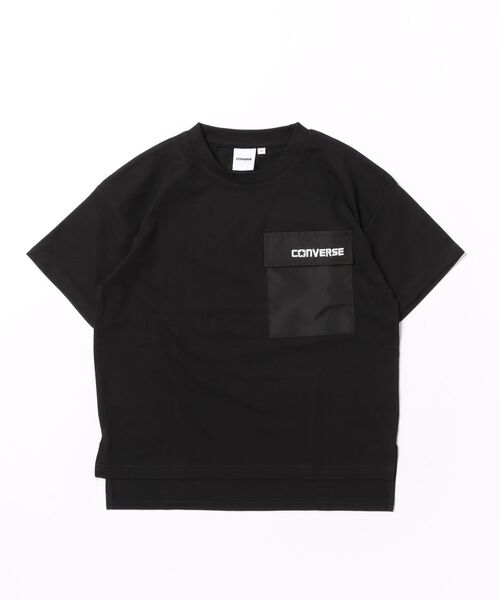 CONVERSE(コンバース)の「CONVERSE/コンバース フラップポケット付き半袖Tシャツ(Tシャツ/カットソー・キッズ・ブラック/グレイッシュベージュ・130cm/140cm/150cm/160cm)」の1枚目の写真