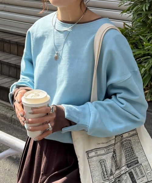 COLLAGE GALLARDAGALANTE（コラージュガリャルダガランテ）の「レイヤード風スウェット/WEB限定（スウェット・レディース・ネイビー/チャコールグレー/ブルー系その他/グレー・FREE）」の4枚目の写真