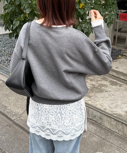 COLLAGE GALLARDAGALANTE（コラージュガリャルダガランテ）の「レイヤード風スウェット/WEB限定（スウェット・レディース・ネイビー/チャコールグレー/ブルー系その他/グレー・FREE）」の19枚目の写真