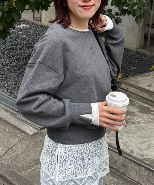 COLLAGE GALLARDAGALANTE（コラージュガリャルダガランテ）の「レイヤード風スウェット/WEB限定（スウェット・レディース・ネイビー/チャコールグレー/ブルー系その他/グレー・FREE）」の20枚目の写真