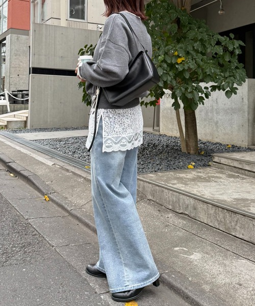 COLLAGE GALLARDAGALANTE（コラージュガリャルダガランテ）の「レイヤード風スウェット/WEB限定（スウェット・レディース・ネイビー/チャコールグレー/ブルー系その他/グレー・FREE）」の21枚目の写真