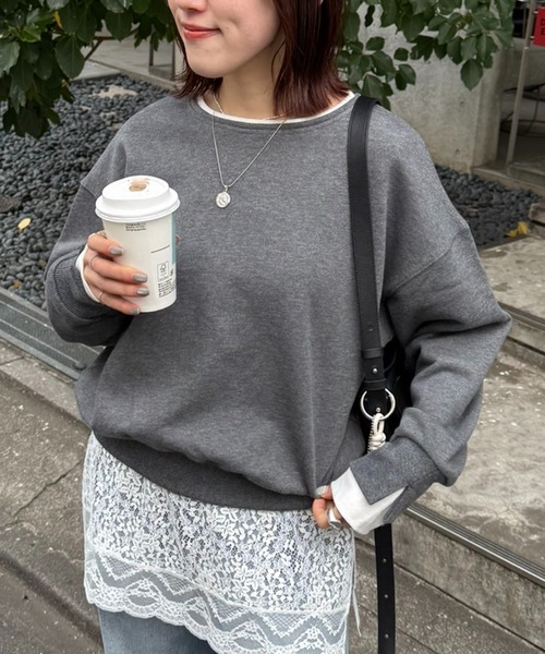 COLLAGE GALLARDAGALANTE（コラージュガリャルダガランテ）の「レイヤード風スウェット/WEB限定（スウェット・レディース・ネイビー/チャコールグレー/ブルー系その他/グレー・FREE）」の17枚目の写真