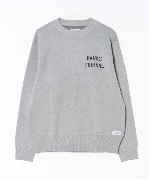 BANKS（バンクス）の「CREW / BANKS JOURNAL(バンクスジャーナル)スタンダードシルエットプリント長袖クルーネックニットトレーナ（ニット/セーター・メンズ・ネイビー/グレー/グリーン・LARGE/MEDIUM）」の4枚目の写真