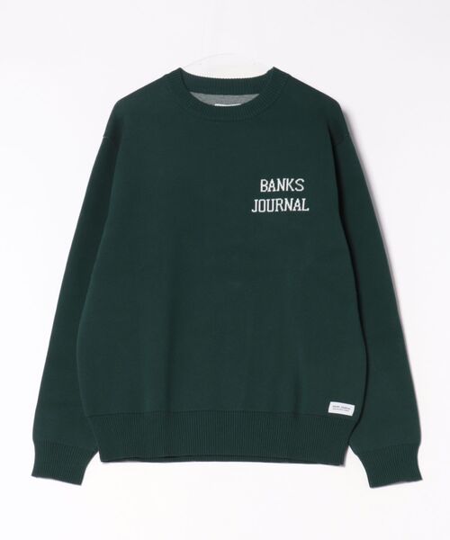 BANKS（バンクス）の「CREW / BANKS JOURNAL(バンクスジャーナル)スタンダードシルエットプリント長袖クルーネックニットトレーナ（ニット/セーター・メンズ・ネイビー/グレー/グリーン・LARGE/MEDIUM）」の5枚目の写真