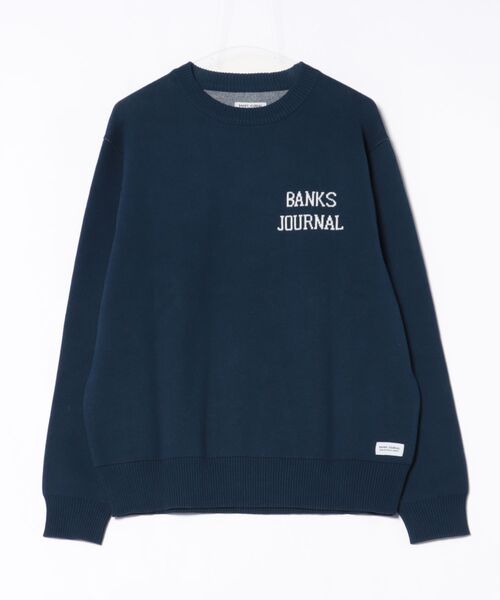 BANKS（バンクス）の「CREW / BANKS JOURNAL(バンクスジャーナル)スタンダードシルエットプリント長袖クルーネックニットトレーナ（ニット/セーター・メンズ・ネイビー/グレー/グリーン・LARGE/MEDIUM）」の6枚目の写真
