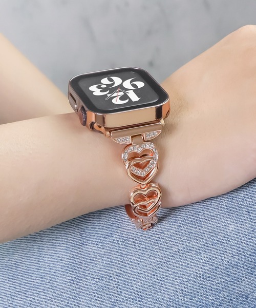 Urban Coral(アーバンコーラル)の「Apple Watch Band / アップルウォッチ ハートジルコニアバンド / Urban Coral(デジタル腕時計・レディース・シルバー/ピンク/ピンクゴールド/ゴールド系その他・40mm)」の3枚目の写真