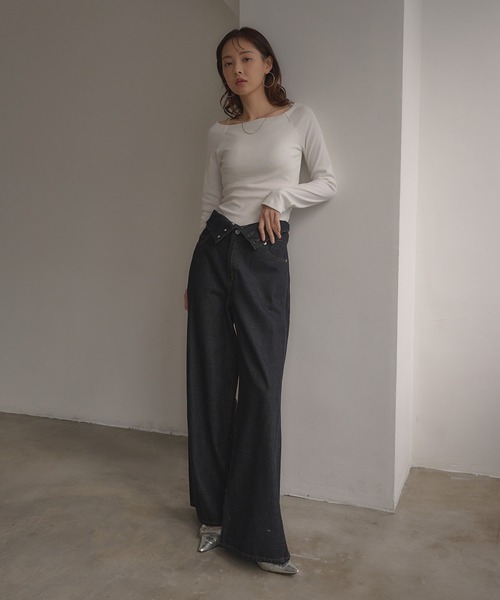 SOELA(ソエラ)の「【INGNI SOELA】カップ付オフショルトップス/WEB限定(Tシャツ/カットソー・レディース・ブラック/オフホワイト・FREE)」の18枚目の写真