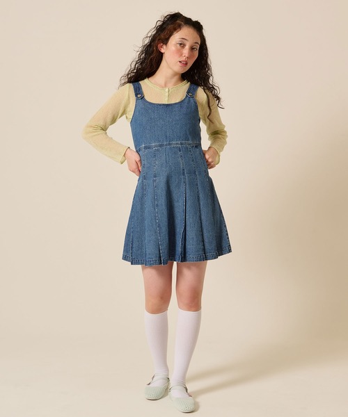 TINA：JOJUN（ティーナジョジュン）の「デニム プリーツ ジャンスカ TINA：JOJUN（ジャンパースカート・レディース・インディゴブルー/ブルー・M）」の5枚目の写真