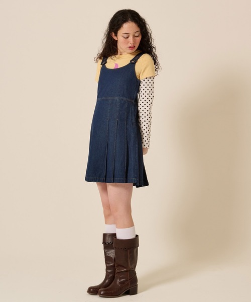 TINA：JOJUN（ティーナジョジュン）の「デニム プリーツ ジャンスカ TINA：JOJUN（ジャンパースカート・レディース・インディゴブルー/ブルー・M）」の12枚目の写真