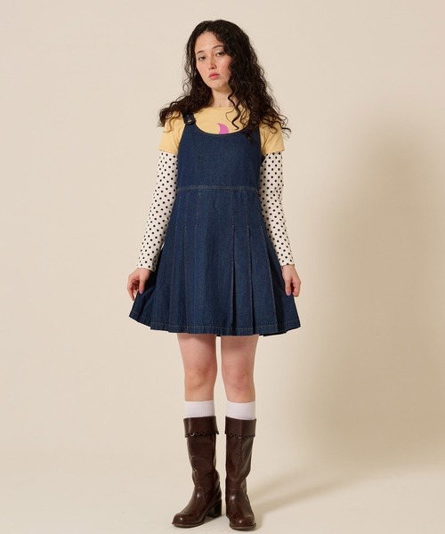 TINA：JOJUN（ティーナジョジュン）の「デニム プリーツ ジャンスカ TINA：JOJUN（ジャンパースカート・レディース・インディゴブルー/ブルー・M）」の13枚目の写真