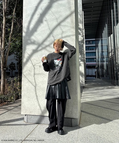AmeriVINTAGE Kitty コラボ ロングスリーブTEE HELLO KITTY×Ameri DAMAGE LONG TEE（Tシャツ/カットソー）｜sanrio