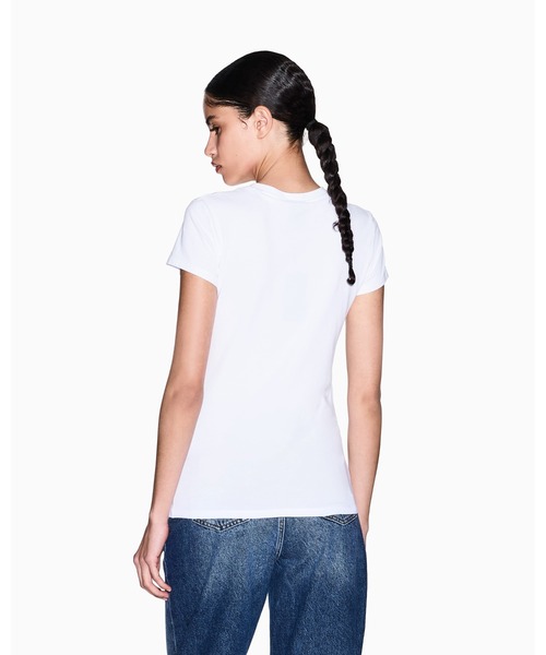 ARMANI EXCHANGE(アルマーニエクスチェンジ)の「【A|X アルマーニ エクスチェンジ】ハートロゴ 半袖VネックTシャツ/SLIM(Tシャツ/カットソー・レディース・ブラック/ホワイト・X-SMALL/X-LARGE/SMALL/MEDIUM/LARGE)」の3枚目の写真