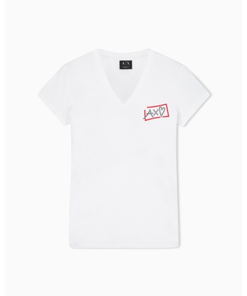 ARMANI EXCHANGE(アルマーニエクスチェンジ)の「【A|X アルマーニ エクスチェンジ】ハートロゴ 半袖VネックTシャツ/SLIM(Tシャツ/カットソー・レディース・ブラック/ホワイト・X-SMALL/X-LARGE/SMALL/MEDIUM/LARGE)」の5枚目の写真
