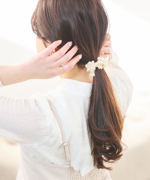 VIS（ビス）の「パールリボンヘアゴム（ヘアゴム・レディース・ホワイト系その他7/ブラック・FREE）」の10枚目の写真