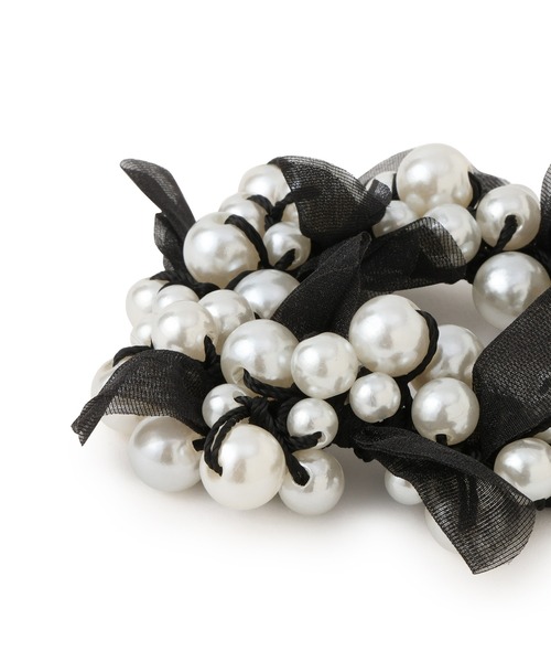 VIS（ビス）の「パールリボンヘアゴム（ヘアゴム・レディース・ホワイト系その他7/ブラック・FREE）」の4枚目の写真