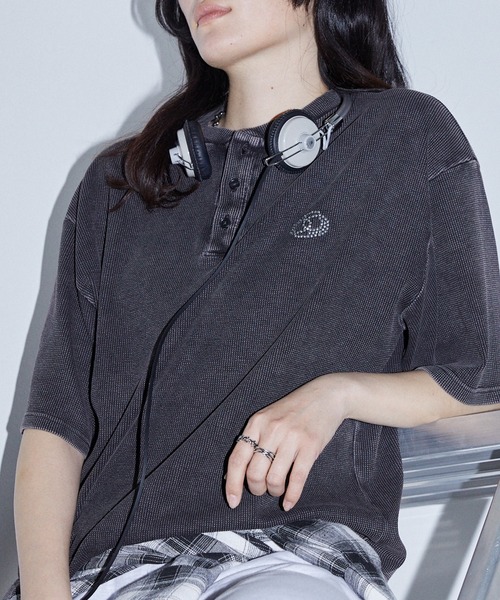 Anchor Smith(アンカー スミス)の「ヴィンテージ加工 ラインストーン へンリーネック ワッフル半袖Tシャツ(Tシャツ/カットソー・レディース・ネイビー/ブラウン/レッド/ブラック/グレー・M/L)」の12枚目の写真
