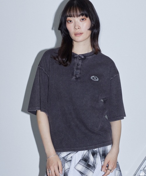Anchor Smith(アンカー スミス)の「ヴィンテージ加工 ラインストーン へンリーネック ワッフル半袖Tシャツ(Tシャツ/カットソー・レディース・ネイビー/ブラウン/レッド/ブラック/グレー・M/L)」の11枚目の写真