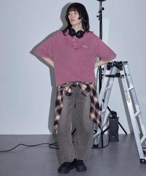 Anchor Smith(アンカー スミス)の「ヴィンテージ加工 ラインストーン へンリーネック ワッフル半袖Tシャツ(Tシャツ/カットソー・レディース・ネイビー/ブラウン/レッド/ブラック/グレー・M/L)」の18枚目の写真