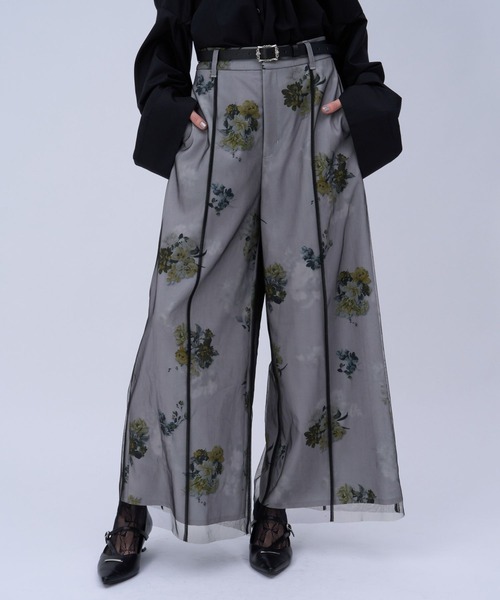 HARE（ハレ）の「フラワーシアーレイヤーパンツ(HARE)（その他パンツ・レディース・ホワイト/ブラック・FREE）」の2枚目の写真