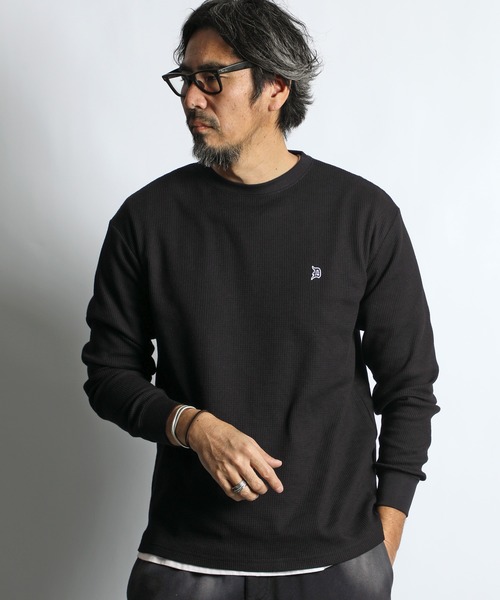 The DUFFER of ST.GEORGE(ザダファーオブセントジョージ)の「T/C WAFFLE LONG SLEEVE TEE:ワッフル ロングスリーブTEE(Tシャツ/カットソー・メンズ・ホワイト/ブラック・X-LARGE/LARGE/MEDIUM/SMALL)」の5枚目の写真