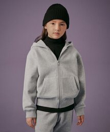 起毛オーバーサイズフードパーカージップアップ [ミディアムグレー]