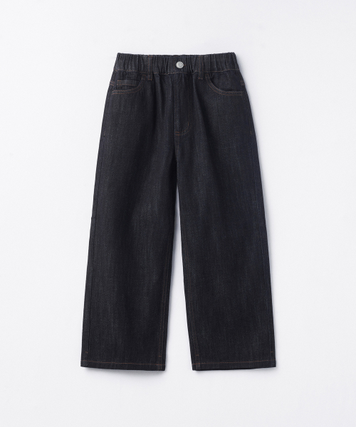 MUSINSA STANDARD KIDS（ムシンサスタンダードキッズ）の「リネンライクワイドバンディングデニムパンツ[ディープインディゴ]（デニムパンツ・レディース・その他・100/110/120/130/140/150/160）」の3枚目の写真