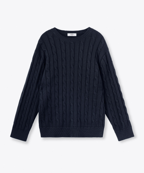 MUSINSA STANDARD KIDS（ムシンサスタンダードキッズ）の「コットンケーブルクルーネックニット[ネイビー]（ニット/セーター・レディース・その他・120/130/140/150/160/110）」の2枚目の写真