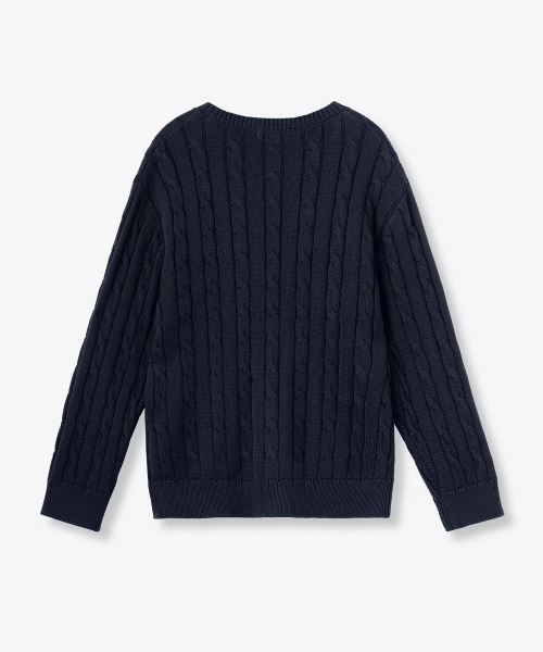 MUSINSA STANDARD KIDS（ムシンサスタンダードキッズ）の「コットンケーブルクルーネックニット[ネイビー]（ニット/セーター・レディース・その他・120/130/140/150/160/110）」の3枚目の写真