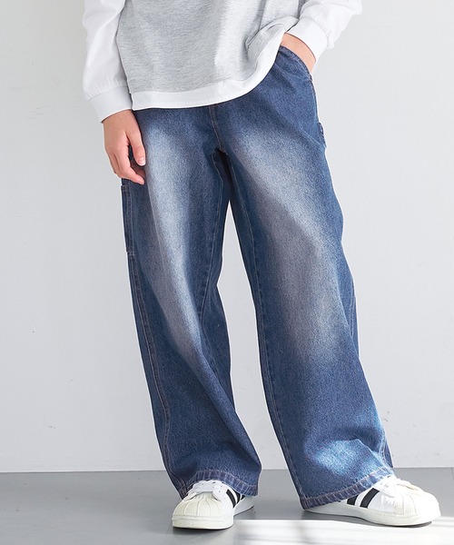 coca(coca)(コカ)の「キッズ デニムペインターパンツ(デニムパンツ・キッズ・ブラック/ダークブルー・120/130/140/150)」の2枚目の写真