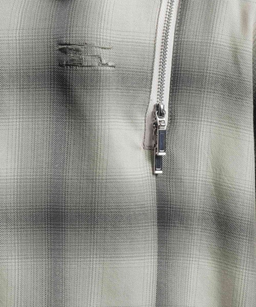 HARE（ハレ）の「ダメージチェックZIPシャツ(HARE)（シャツ/ブラウス・メンズ・グリーン/ホワイト/ブラック・FREE）」の4枚目の写真