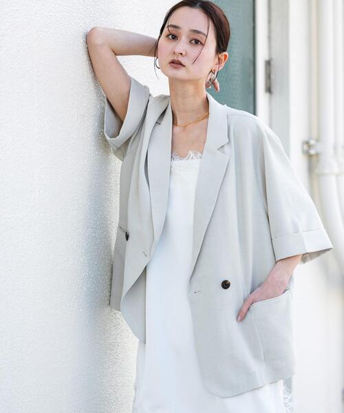 SENSE OF PLACE by URBAN RESEARCH(センスオブプレイスバイアーバンリサーチ)の「『一部WEB限定カラー』『UR TECH DRYLUXE』リネンライクジャケット(その他アウター・レディース・ベージュ/ライトベージュ/チャコールグレー/ネイビー・ONE)」の11枚目の写真